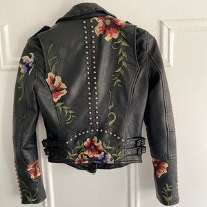 Embroidered Blank NYC Leather Jacket